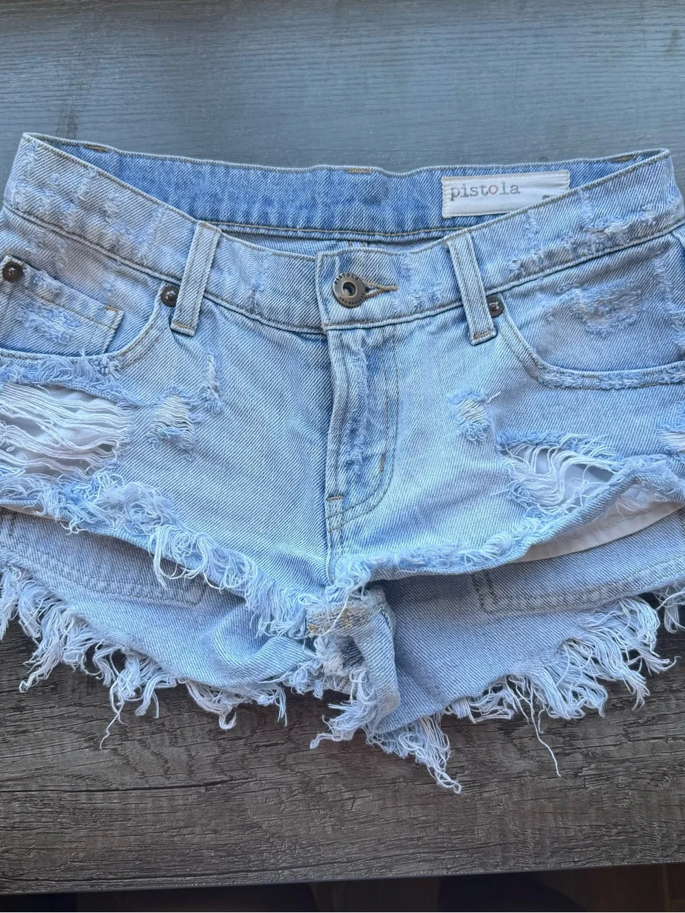 Low rise pistola cotton denim jean shorts sz 24